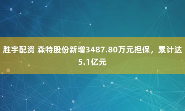 胜宇配资 森特股份新增3487.80万元担保，累计达5.1亿元